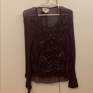 Shear beaded Nicole Miller atelier blouse